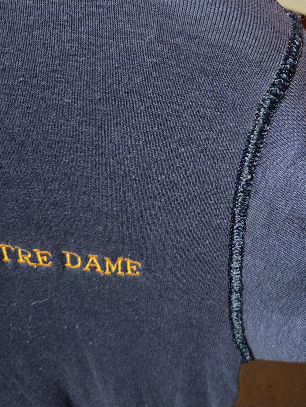 Vintage Champion Notre Dame Blue Henley Shirt Size Medium Made In USA - Picture 4 of 8